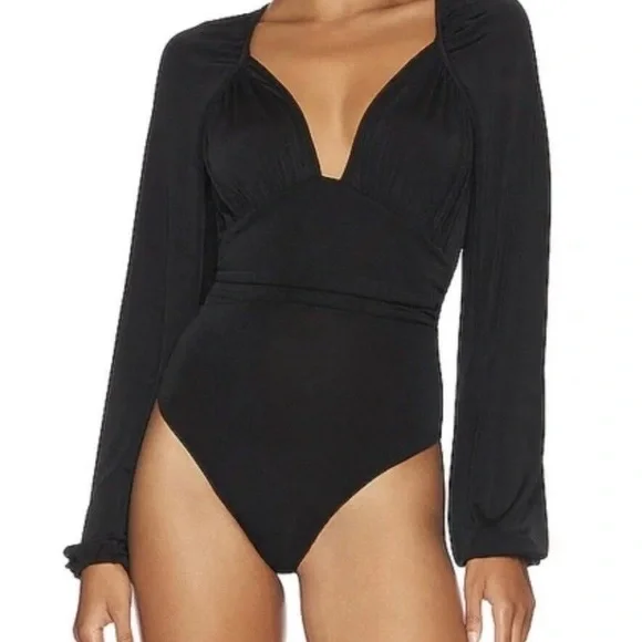 NWT Intimately Free People Top Bodysuit Wrap Black Medium - Picture 3 of 16